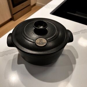 Emile Henry France Ceramic Black Dutch Oven Pot
